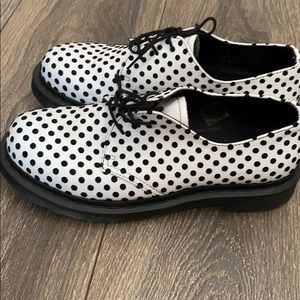 Dr. Martens White and Black Polka Dot Platforms